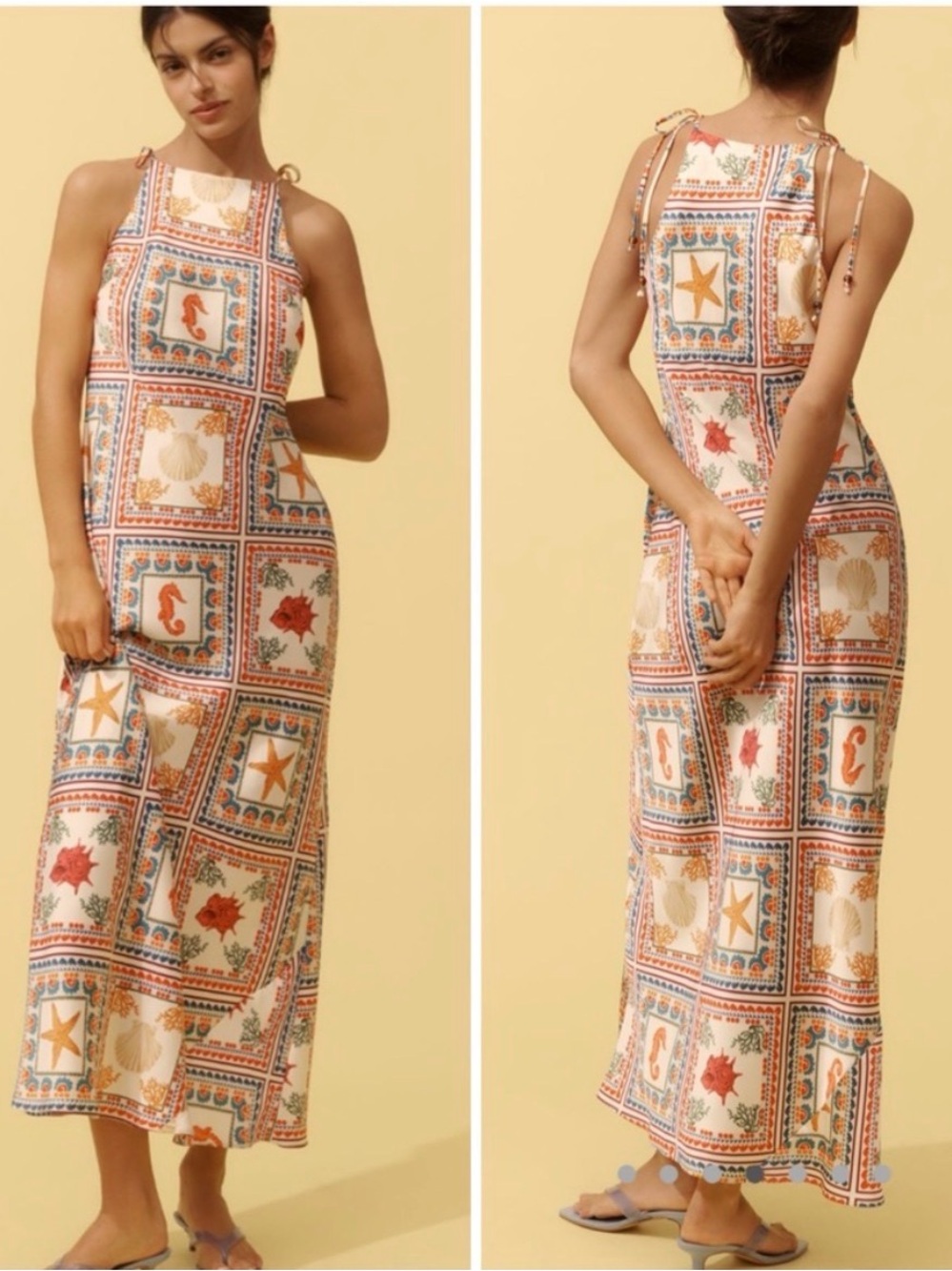 By Anthropologie Tie-Neck Column Midi / Maxi Dress - XL